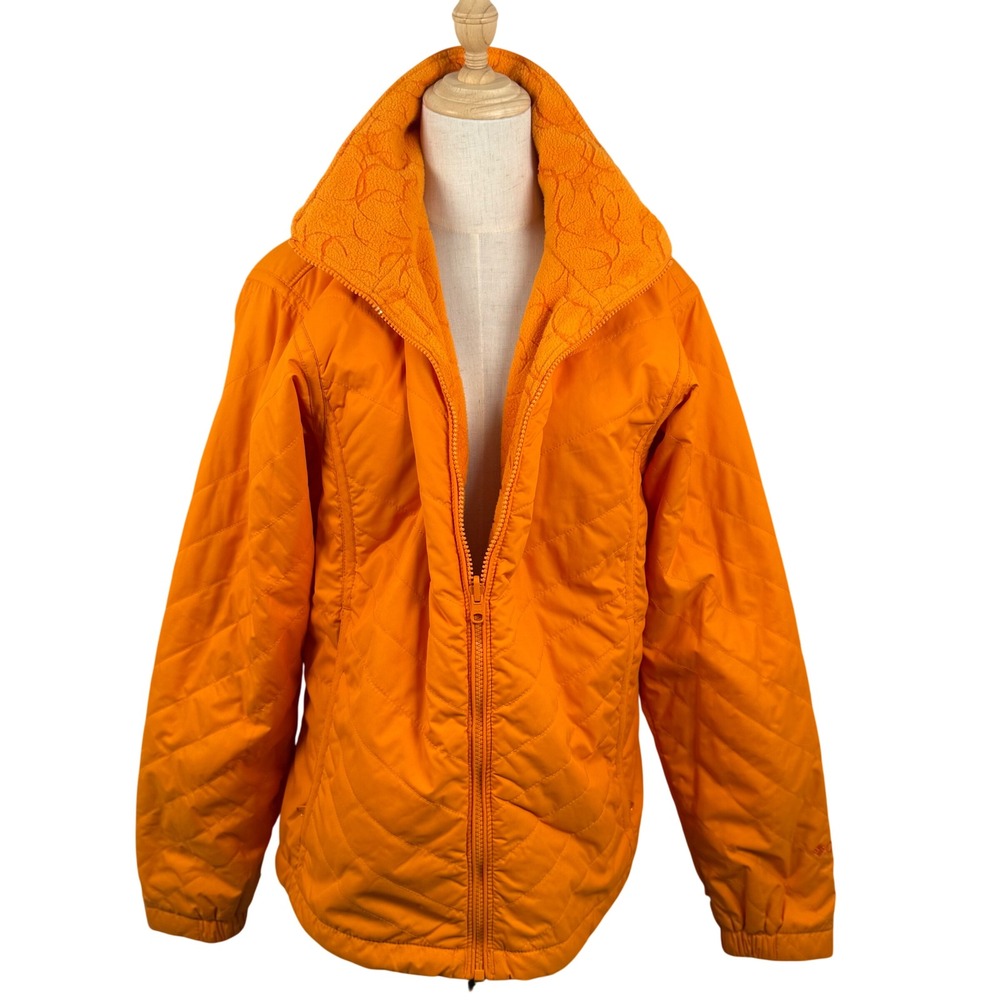 Columbia L Vibrant Orange Vertex Core Interchange Jacket Quilted Puffer Vtg Y2K